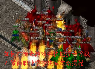 如何在传奇游戏中快速提升等级?微商职业学校独家攻略揭秘 如何在传奇游戏中快速提升等级?微商职业学校独家攻略揭秘